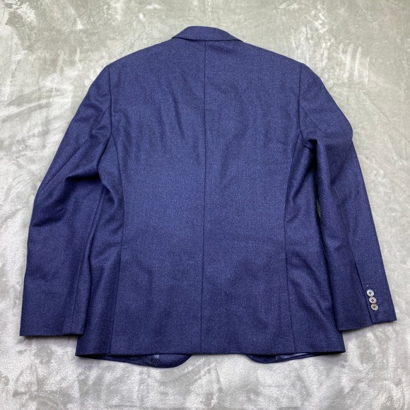 Gene Hiller Loro Piana Canada Wool Blazer Men Sz 42S Blue Herringbone Sport Coat - Picture 2 of 14